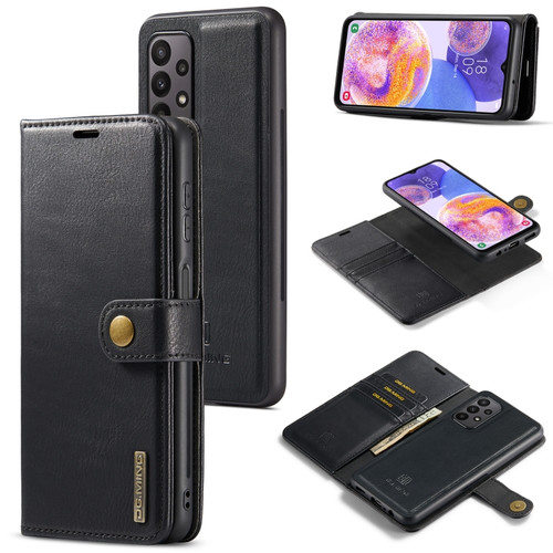 Samsung Galaxy A23 5G DG.MING Crazy Horse Texture Detachable Magnetic Leather Phone Case - Black