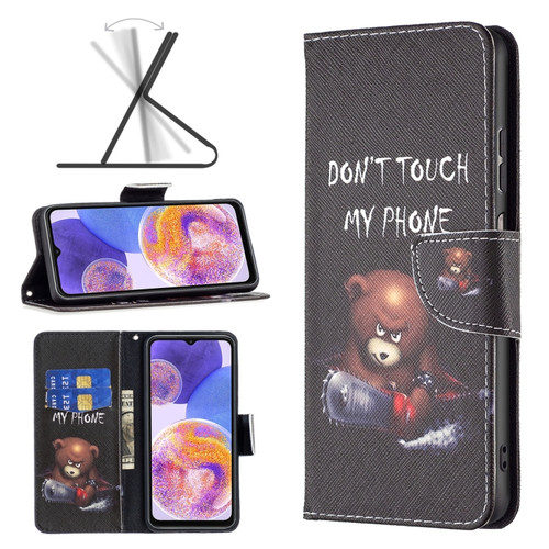 Samsung Galaxy A23 5G Colored Drawing Pattern Leather Phone Case - Bear