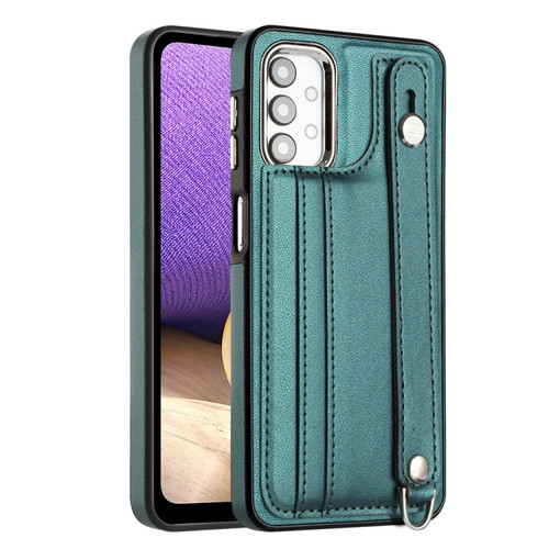Samsung Galaxy A23 4G / F23 5G / M23 5G Shockproof Leather Phone Case with Wrist Strap - Green