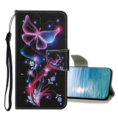 Samsung Galaxy A23 5G Colored Drawing Pattern Flip Leather Case - Fluorescent Butterfly