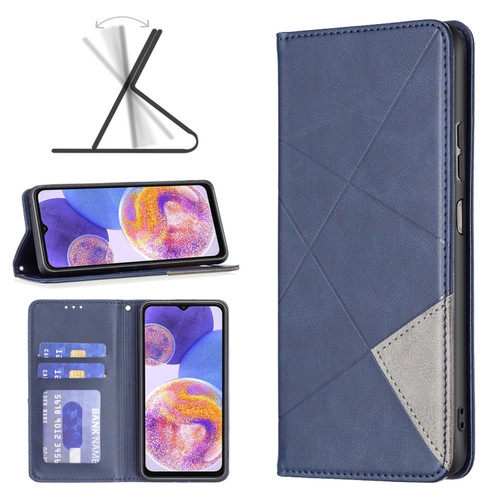 Samsung Galaxy A23 5G Prismatic Invisible Magnetic Leather Phone Case - Blue
