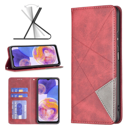 Samsung Galaxy A23 5G Prismatic Invisible Magnetic Leather Phone Case - Red