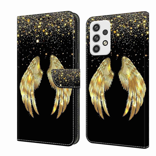 Samsung Galaxy A23 5G Crystal 3D Shockproof Protective Leather Phone Case - Golden Wings