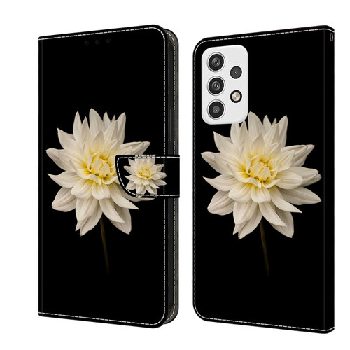 Samsung Galaxy A23 5G Crystal 3D Shockproof Protective Leather Phone Case - White Flower