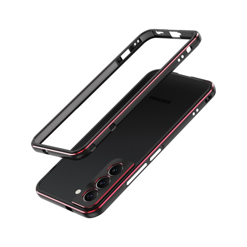 Samsung Galaxy S22 5G Aurora Series Lens Protector + Metal Frame Protective Phone Case - Black Red