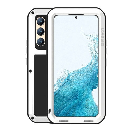 Samsung Galaxy S22  LOVE MEI Metal Shockproof Waterproof Dustproof Protective Phone Case with Glass - White