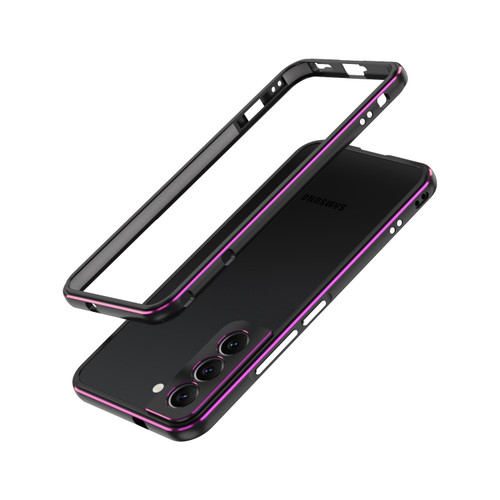 Samsung Galaxy S22 5G Aurora Series Lens Protector + Metal Frame Protective Phone Case - Black Purple