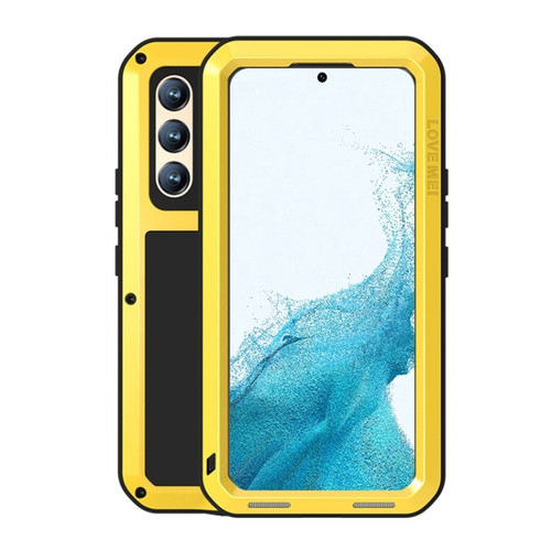 Samsung Galaxy S22  LOVE MEI Metal Shockproof Waterproof Dustproof Protective Phone Case with Glass - Yellow