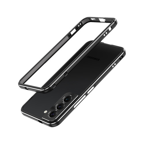 Samsung Galaxy S22 5G Aurora Series Lens Protector + Metal Frame Protective Phone Case - Black Silver