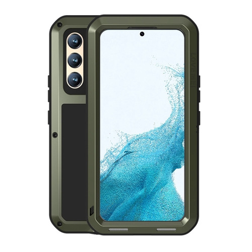 Samsung Galaxy S22  LOVE MEI Metal Shockproof Waterproof Dustproof Protective Phone Case with Glass - Army Green