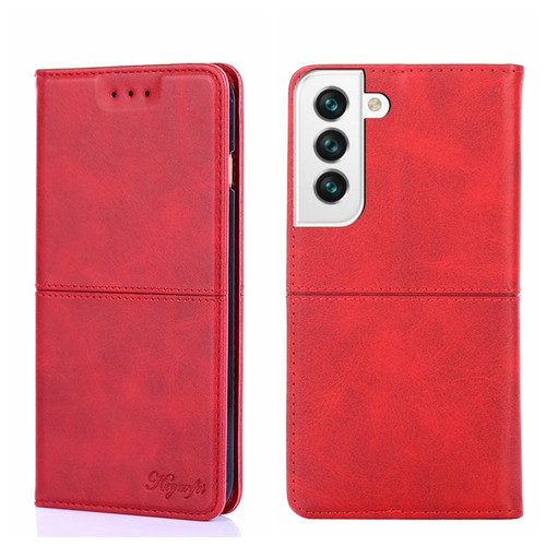 Samsung Galaxy S22 Cow Texture Magnetic Horizontal Flip Leather Phone Case - Red