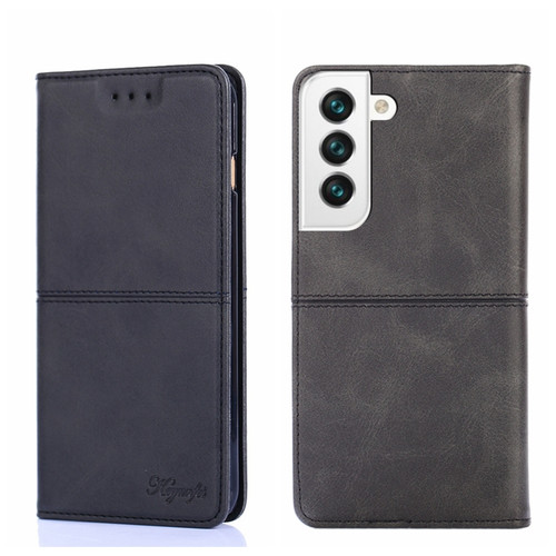 Samsung Galaxy S22 Cow Texture Magnetic Horizontal Flip Leather Phone Case - Black