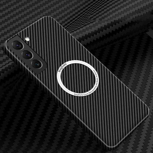 Samsung Galaxy S22 5G Carbon Fiber Texture MagSafe Magnetic Phone Case - Black