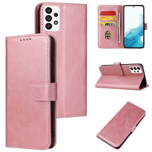 Samsung Galaxy A73 5G Calf Texture Buckle Flip Leather Phone Case - Rose Gold