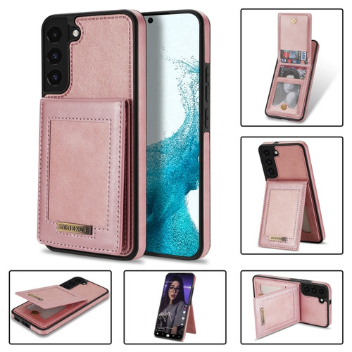 Samsung Galaxy S22 5G N.Bekus Vertical Flip Card Slot RFID Phone Case - Rose Gold