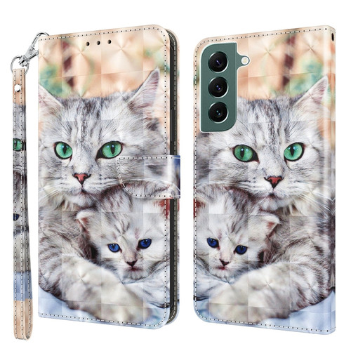 Samsung Galaxy S22 5G 3D Painted Leather Phone Case - Two Loving Cats