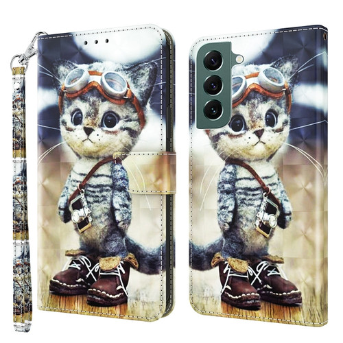Samsung Galaxy S22 5G 3D Painted Leather Phone Case - Naughty Cat