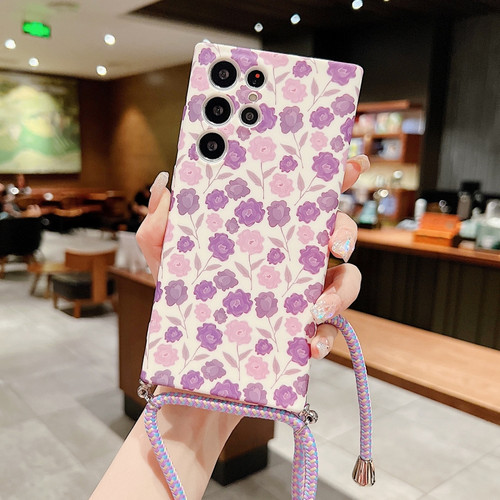 Samsung Galaxy S22 5G Small Floral Lanyard Phone Case - Purple