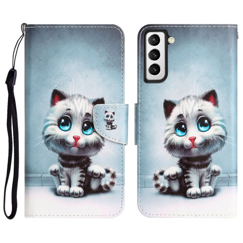 Samsung Galaxy S22 5G Colored Drawing Leather Phone Case - Blue Eyes