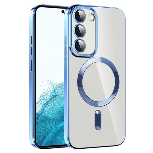 Samsung Galaxy S22 5G CD Texture Plating TPU MagSafe Phone Case with Lens Film - Sierra Blue