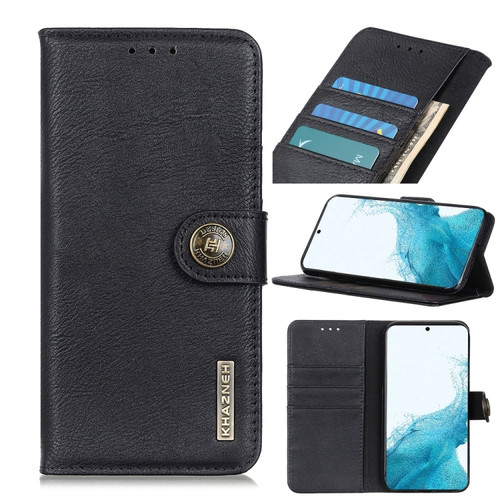 Samsung Galaxy S22 5G KHAZNEH Cowhide Texture Horizontal Flip Leather Case with Holder & Card Slots & Wallet - Black