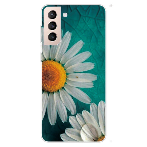 Samsung Galaxy S22 5G Colored Drawing Pattern High Transparent TPU Phone Protective Case - Chrysanthemum