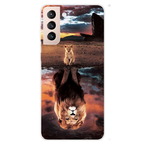 Samsung Galaxy S22 5G Colored Drawing Pattern High Transparent TPU Phone Protective Case - Desert Lion