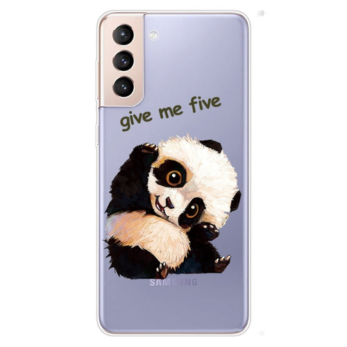 Samsung Galaxy S22 5G Colored Drawing Pattern High Transparent TPU Phone Protective Case - Tilted Head Panda