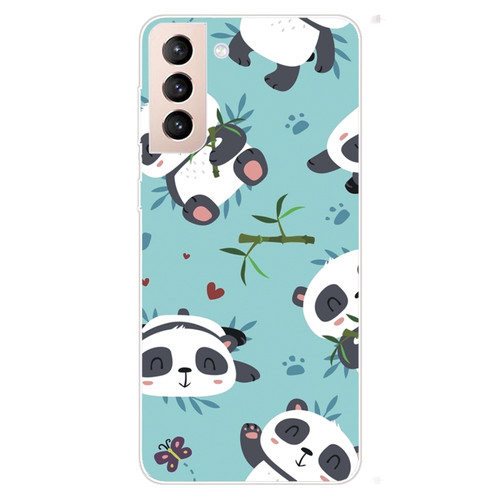 Samsung Galaxy S22 5G Colored Drawing Pattern High Transparent TPU Phone Protective Case - Smiling Panda