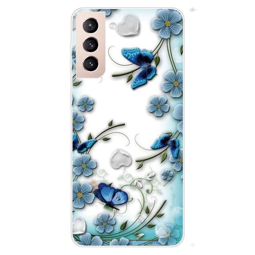 Samsung Galaxy S22 5G Colored Drawing Pattern High Transparent TPU Phone Protective Case - Chrysanthemum Butterfly