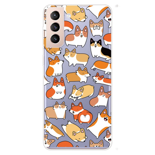 Samsung Galaxy S22 5G Colored Drawing Pattern High Transparent TPU Phone Protective Case - Multiple Corgis