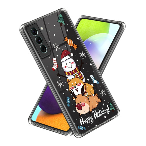 Samsung Galaxy S22 5G Christmas Patterned Clear TPU Phone Cover Case - Elk Puppy