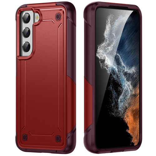 Samsung Galaxy S22 5G 2 in 1 Soft TPU Hard PC Phone Case - Red Rose Red