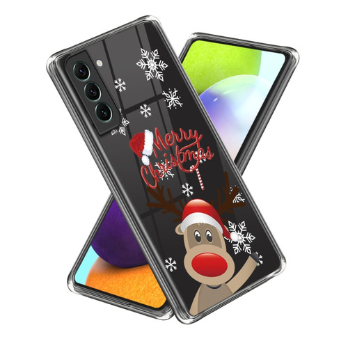 Samsung Galaxy S22 5G Christmas Patterned Clear TPU Phone Cover Case - Cute Elk