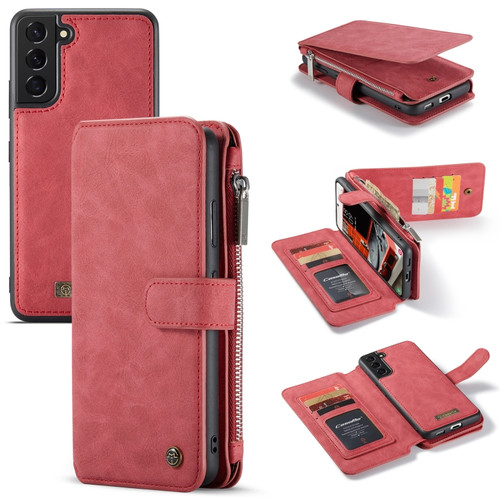 Samsung Galaxy S22 5G CaseMe-007 Detachable Multifunctional Leather Phone Case - Red