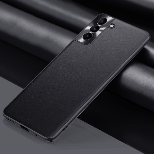 Samsung Galaxy S22 5G Plain Skin Leather Phone Case - Black