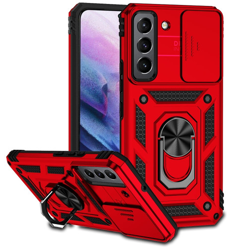 Samsung Galaxy S22 5G Sliding Camshield Holder Phone Case - Red