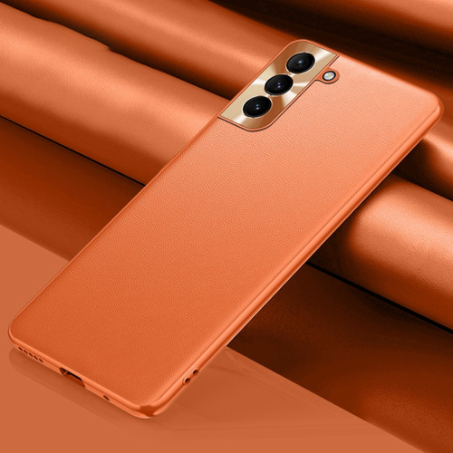 Samsung Galaxy S22 5G Plain Skin Leather Phone Case - Orange