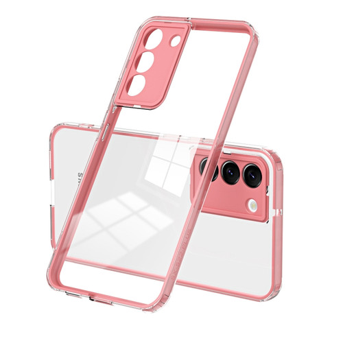 Samsung Galaxy S22 5G 3 in 1 Clear TPU Color PC Frame Phone Case - Pink