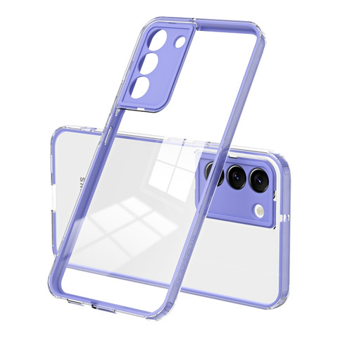 Samsung Galaxy S22 5G 3 in 1 Clear TPU Color PC Frame Phone Case - Purple