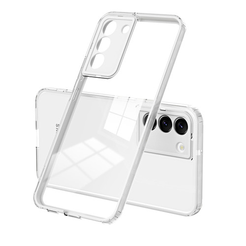Samsung Galaxy S22 5G 3 in 1 Clear TPU Color PC Frame Phone Case - White