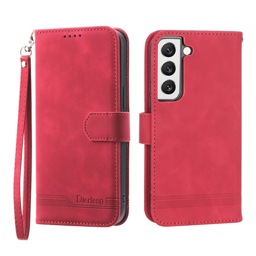 Samsung Galaxy S22 5G Dierfeng Dream Line TPU + PU Leather Phone Case - Red