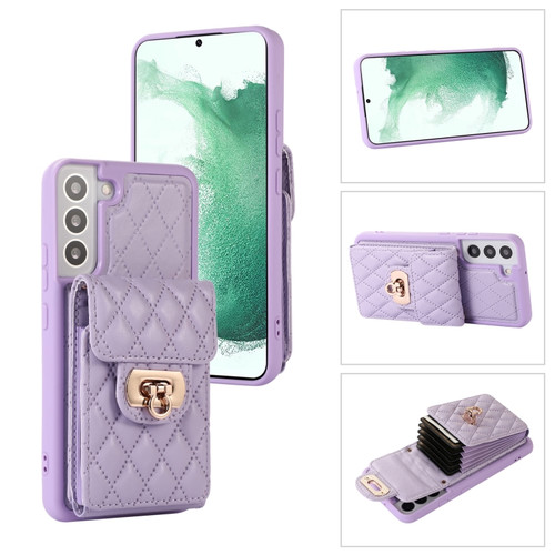Samsung Galaxy S22 5G Card Slot Leather Phone Case - Purple