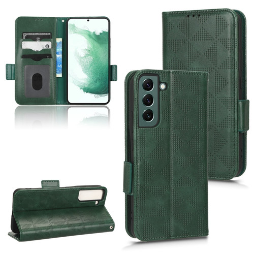 Samsung Galaxy S22 5G Symmetrical Triangle Leather Phone Case - Green