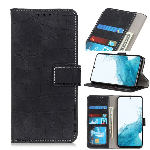 Samsung Galaxy S22 5G Magnetic Crocodile Texture Horizontal Flip Leather Case with Holder & Card Slots & Wallet - Black