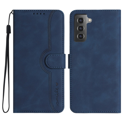 Samsung Galaxy S22 5G Heart Pattern Skin Feel Leather Phone Case - Royal Blue