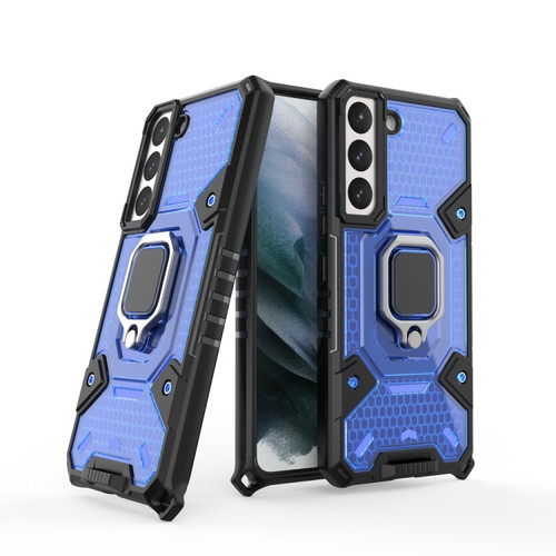 Samsung Galaxy S22 5G Space PC+TPU Ring Holder Protective Phone Case - Blue