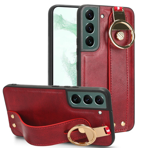 Samsung Galaxy S22 5G Wristband Leather Back Phone Case - Red