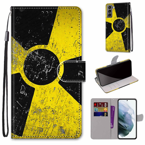 Samsung Galaxy S22 5G Coloured Drawing Cross Texture Horizontal Flip PU Phone Leather Case with Holder & Card Slots & Wallet & Lanyard - Colorful Layer - Yellow and Black Signs