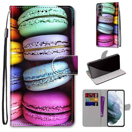 Samsung Galaxy S22 5G Coloured Drawing Cross Texture Horizontal Flip PU Phone Leather Case with Holder & Card Slots & Wallet & Lanyard - Colorful Layer - Colorful Layer Cake